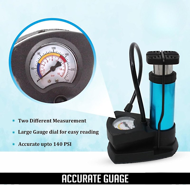 Pressure Mini Foot Pump with Precision Gauge