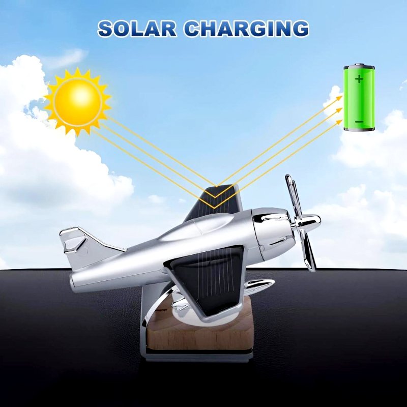 Solar-Powered Mini Aircraft Car Air Freshener – Rotating Dashboard Decor with Aromatherapy Diffuser