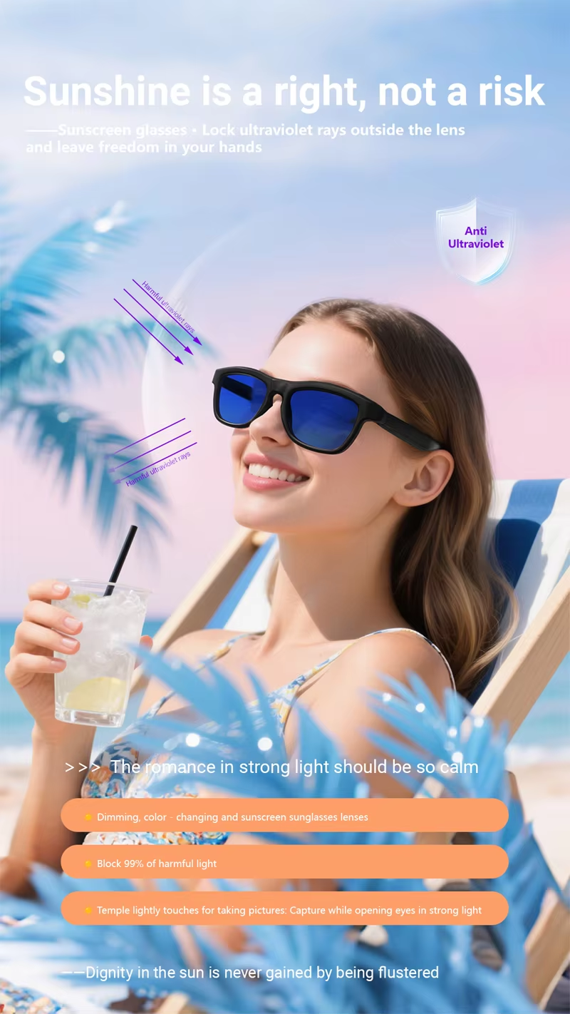 Bluetooth Touch-Dimming Glasses Multifunction Electrochromic Glasses AI Intelligent Translation HD-calling Music Player 2025 New