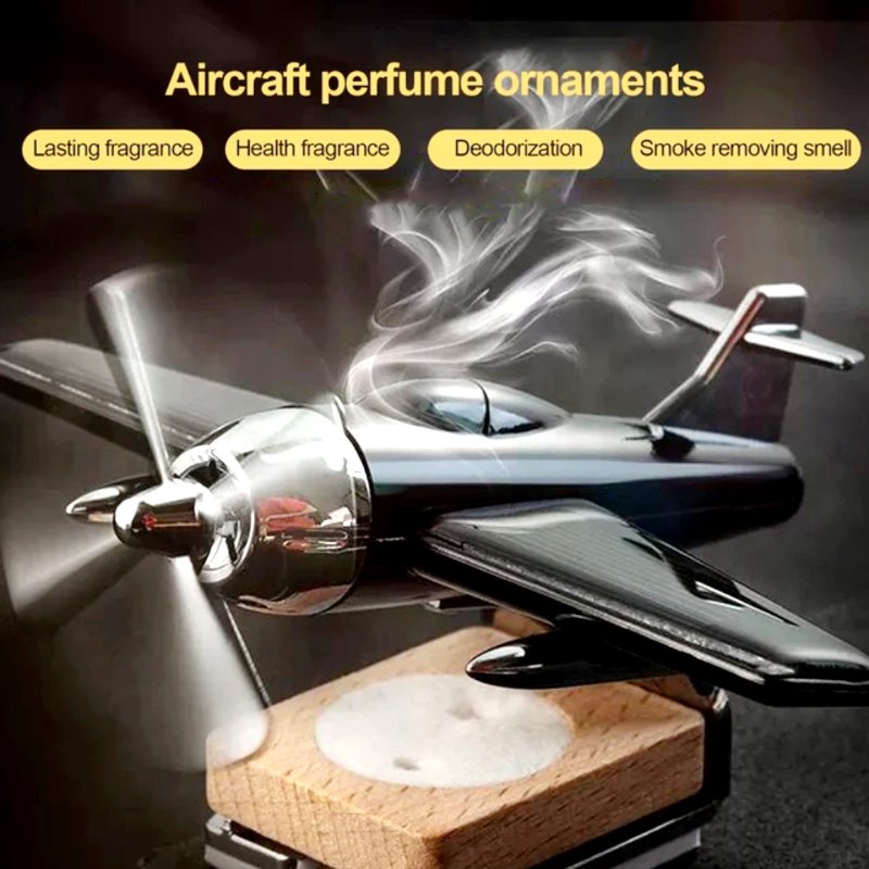 Solar-Powered Mini Aircraft Car Air Freshener – Rotating Dashboard Decor with Aromatherapy Diffuser