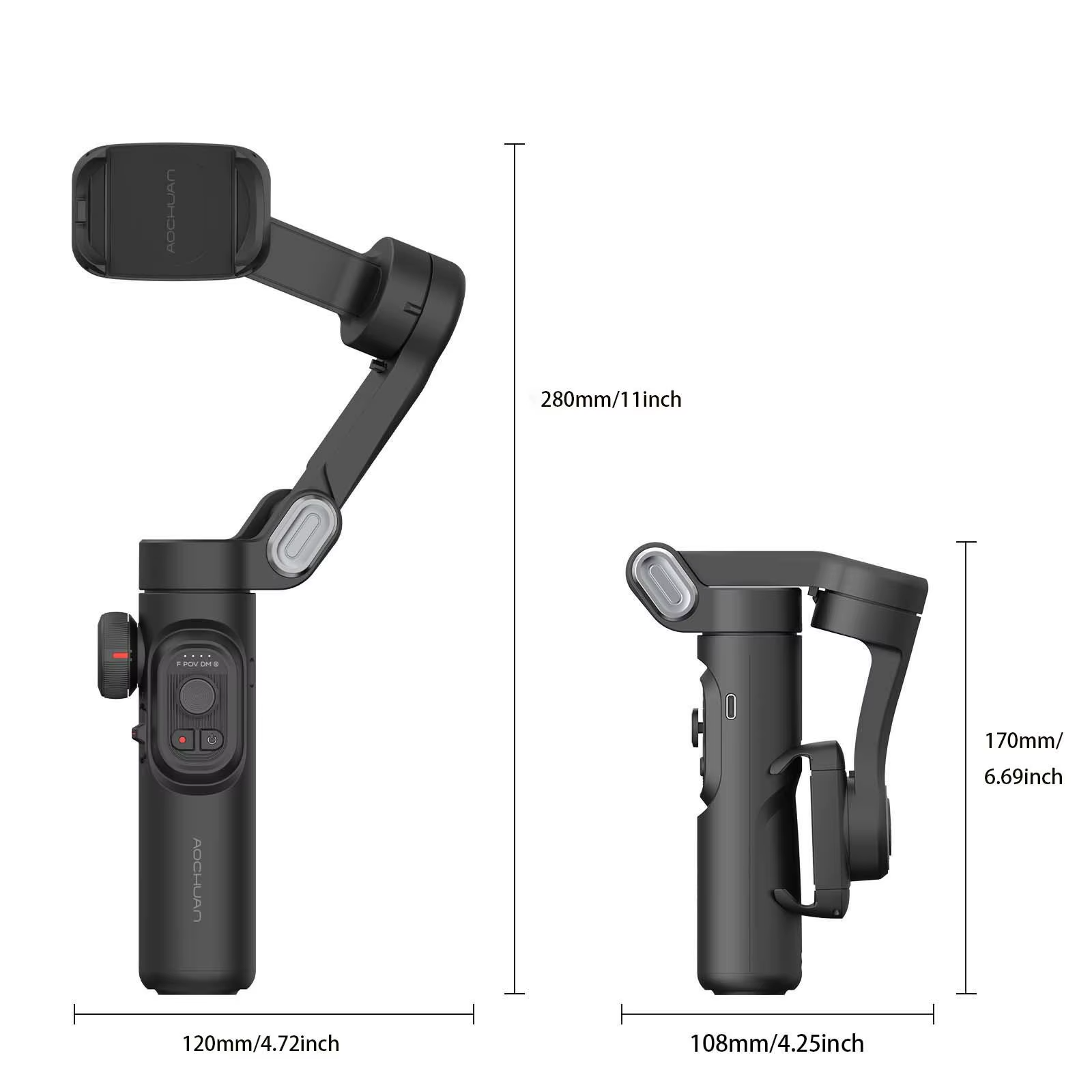 AOCHUAN 3-Axis Handheld Gimbal Stabilizer for Smartphone with Fill Light for iPhone Android Face Tracking Vlog Smart XE