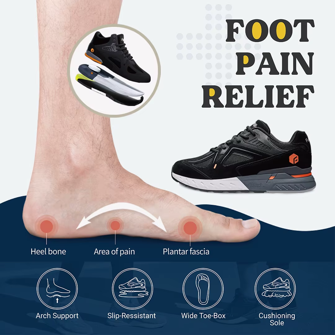 FitVille Men's Walking Shoes Extra Wide Lightweight Sneakers for Flat Feet Arch Fit Heel Pain Relief Non-Slip Running Shoes