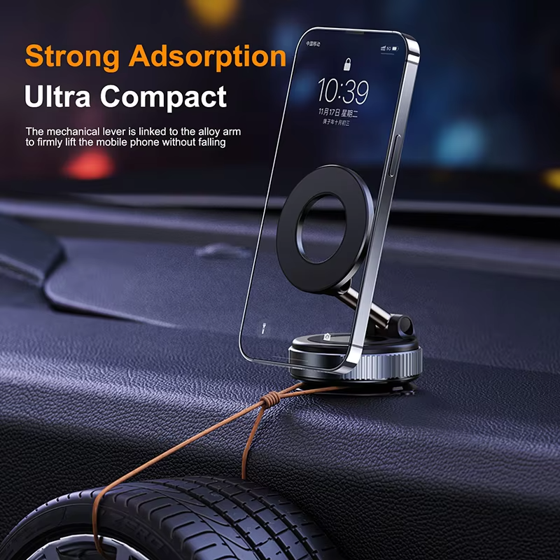 Vacuum Magnet Phone Bracket Multi-angles Adjustment Strong Magnetic Suck Design Foldable Car Holder For iphone Navigation Stand